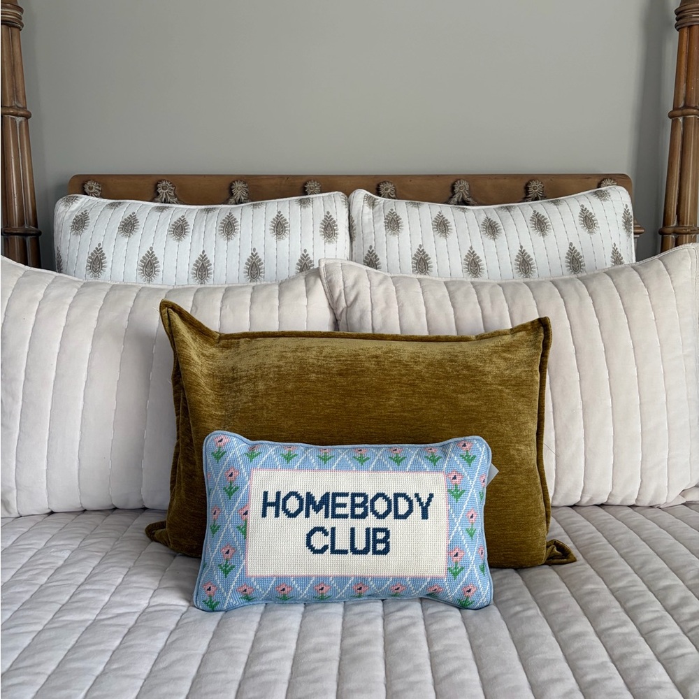 Homebody Club Needlepoint Pillow